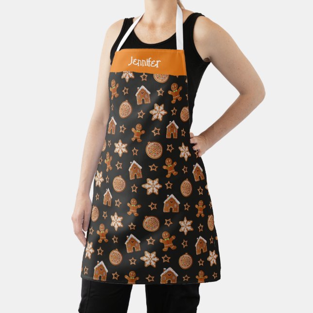 Niedlicher Vorname Gingerbread Illustrationsmuster Schürze (InSitu)