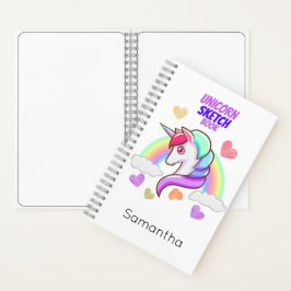 Niedlicher Vorname Rainbow Hearts Unicorn Sketch Notizbuch