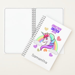 Niedlicher Vorname Rainbow Hearts Unicorn Sketch Notizbuch