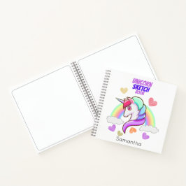 Niedlicher Vorname Rainbow Hearts Unicorn Sketch Notizbuch