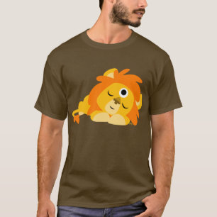 Niedlicher wachsamer Cartoon-Löwe-T - Shirt