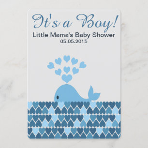 Niedlicher Wal Es ist ein Junge! Babyparty Einladung