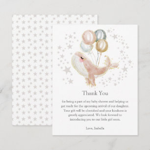 Niedlicher Wal mit rosa und goldener Wasserfarbe D Einladung