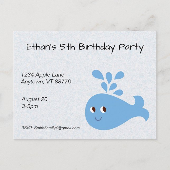 Niedlicher Wal mit Spout Custom Birthday Postkarte (Vorderseite)