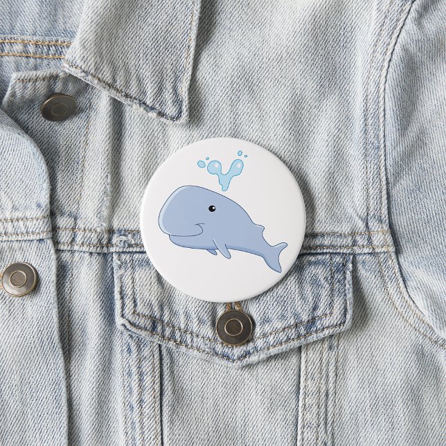 Niedlicher Wal mit Wasserabfall Adorable Animal Button (Von Creator hochgeladen)