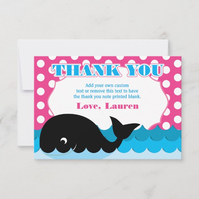 Niedlicher Wal, Polka-Punkt danken Ihnen Karten (Vorderseite)