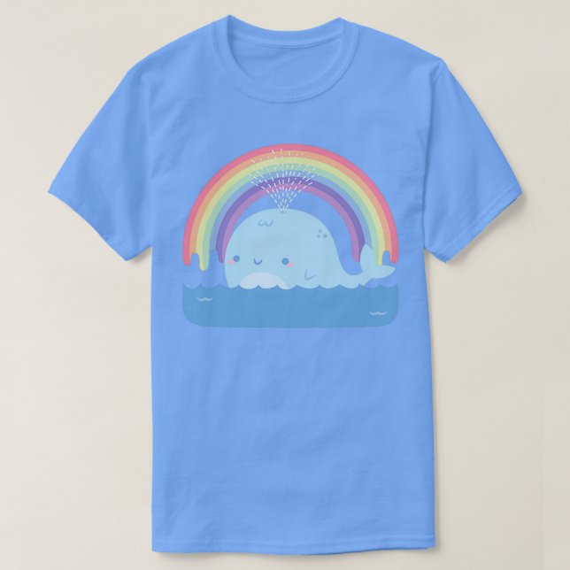 Niedlicher Wal und Regenbogen T-Shirt (Design vorne)