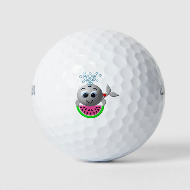 Niedlicher Wal und Wassermelone Golfball (Vorderseite)