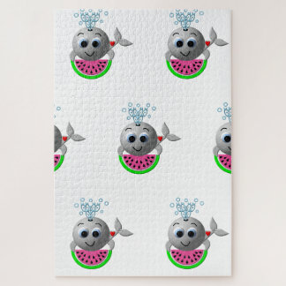 Niedlicher Wal und Wassermelone Puzzle