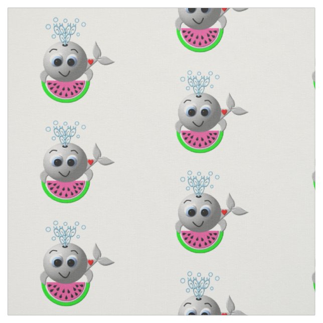 Niedlicher Wal und Wassermelone Stoff (Muster)