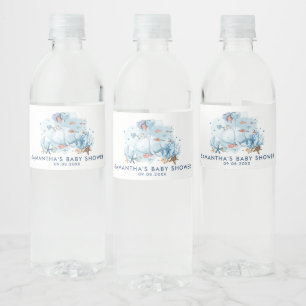 Niedlicher Wal unter der Wasserspülung Wasserflaschenetikett