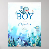 Niedlicher Wal unter Sea Boy Babydusche Empfang