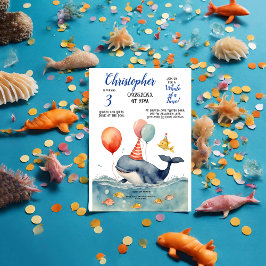 Niedlicher Wal zum Geburtstag eines Zeitjungen Einladung