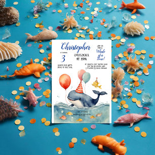 Niedlicher Wal zum Geburtstag eines Zeitjungen Einladung