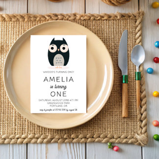Niedlicher Wald-Owl-Kindergeburtstag Einladung