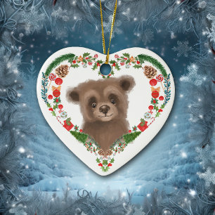 Niedlicher Waldbär Herzlich Willkommen im Holiday Keramik Ornament
