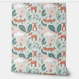 Niedlicher Waldfox und Hirschpeel und -kleber Tapete