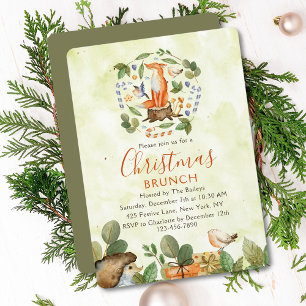 Niedlicher Waldfox Weihnachtsbrunch Farbe Einladung