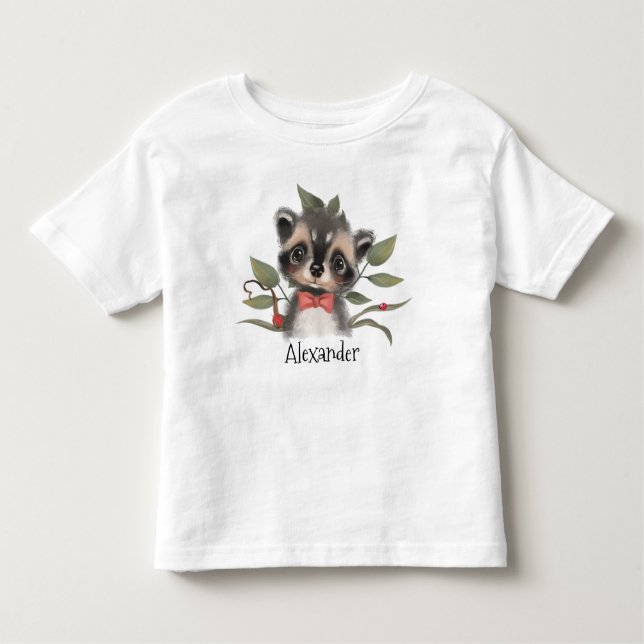Niedlicher Waldkorb mit Kindername Kleinkind T-shirt (Vorderseite)