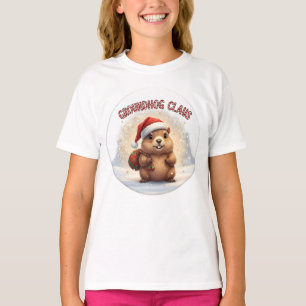 Niedlicher Waldmurmeltier Weihnachtsmann Lustiger  T-Shirt