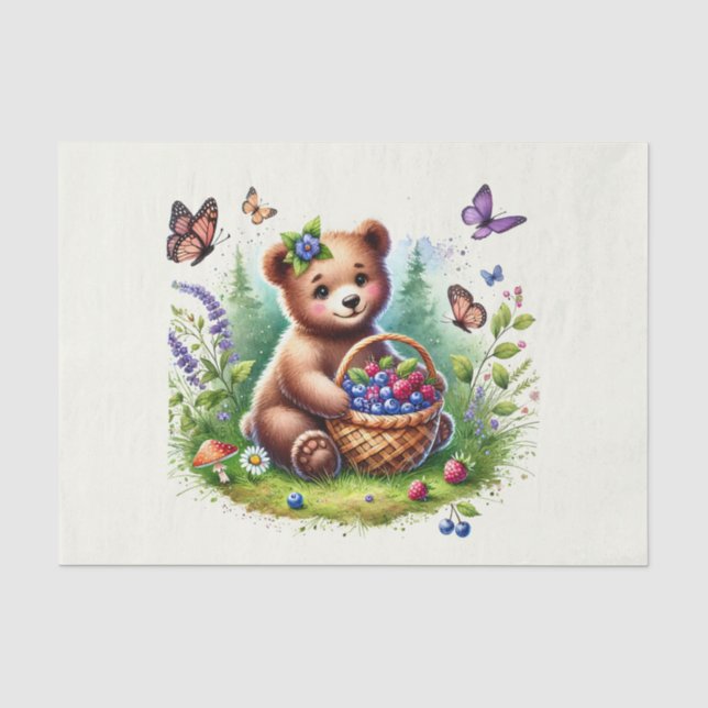 Niedlicher Waldtierbär Seidenpapier (Vorderseite)