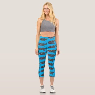 Niedlicher Walhai-Happy Cartoon-Abbildung Capri Leggings