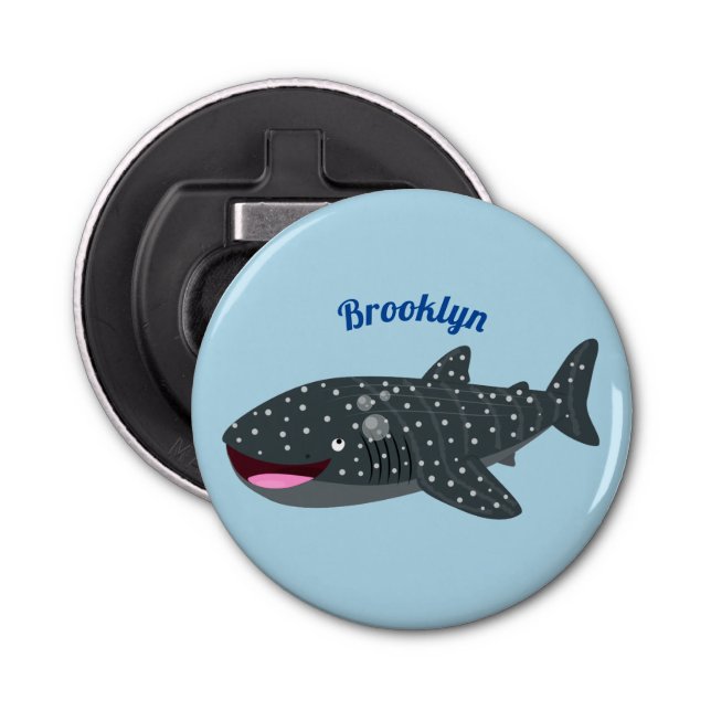 Niedlicher Walhai-Happy Cartoon-Abbildung Flaschenöffner (Vorderseite)