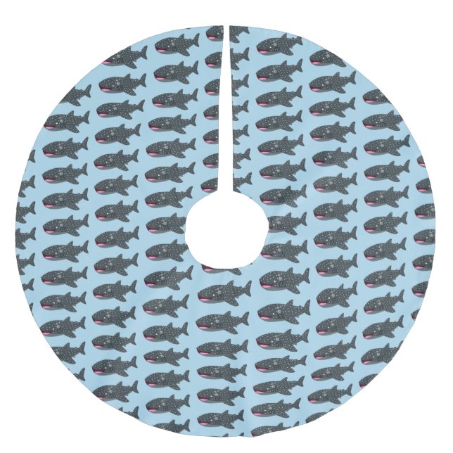 Niedlicher Walhai-Happy Cartoon-Abbildung Polyester Weihnachtsbaumdecke (Vorderseite)