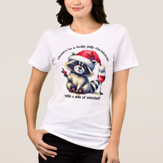 Niedlicher Waschbär in Weihnachtsmannmütze! Tri-Blend Shirt