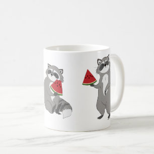 Niedlicher Waschbär mit Wassermelone Kaffeetasse