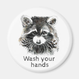Niedlicher Waschraum Raccoon Tierart Magnet