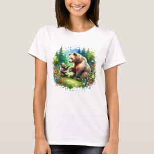 Niedlicher Wasserbär und -würfel T-Shirt