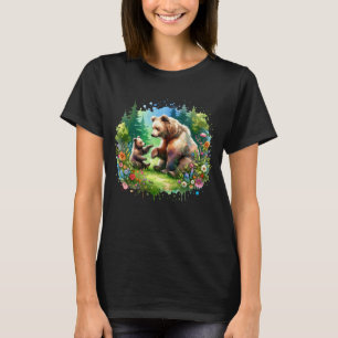 Niedlicher Wasserbär und -würfel T-Shirt