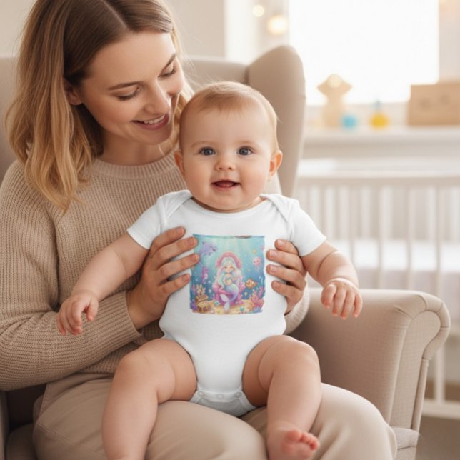 Niedlicher Wasserfarb-Meerjungfrau-Bodyanzug unter Baby Strampler (Von Creator hochgeladen)