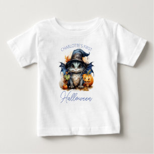 Niedlicher Wasserfarbdrache für das Baby im 1. Hal Baby T-shirt