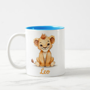 Niedlicher Wasserfarben-Babylöwe Personalisierter Zweifarbige Tasse