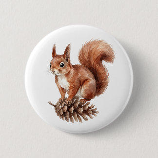 Niedlicher Wasserfarben-Eichhörnchen-Waldtier-Knop Button