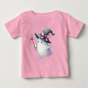 Niedlicher Wasserfarben-Geist, der einen Zauber au Baby T-shirt