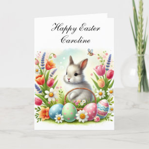 Niedlicher Wasserfarben-Hase Kaninchen Ostern Flor Dankeskarte