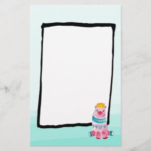 Niedlicher Wasserfarbenbär auf Aqua Green Ombre Ba Briefpapier