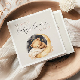 Niedlicher Wasserfarbenbär über der Mond-Babydusch Serviette