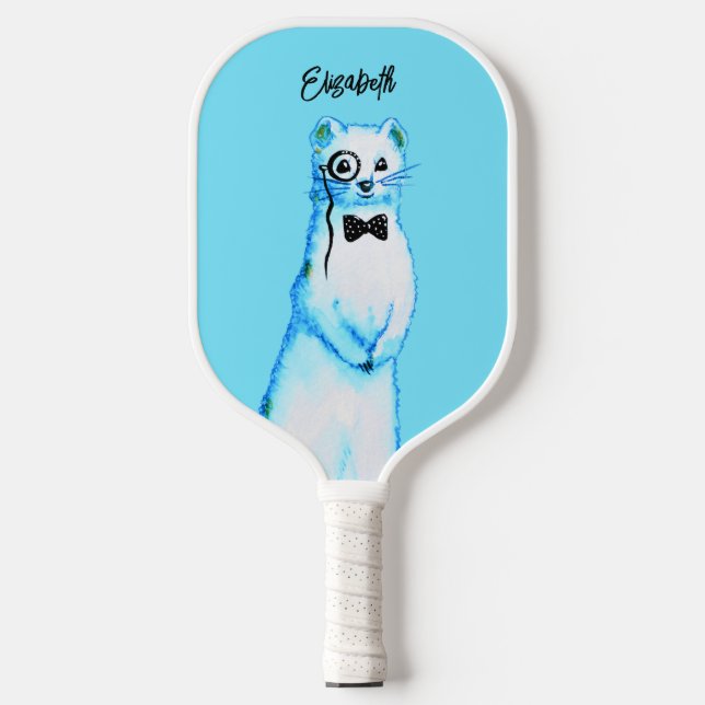 Niedlicher Wasserfarbenfroher Name des Tieres Pickleball Schläger (Vorderseite)