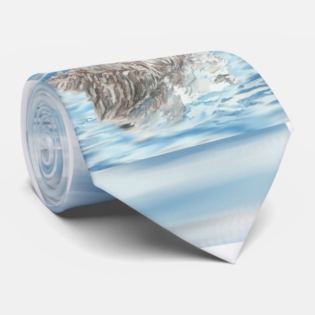 Niedlicher Wasserfarbenfroher Otter mit blauem Was Krawatte (Gerollt)