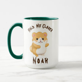 Niedlicher WasserfarbenHamster hält mich Naher an Tasse