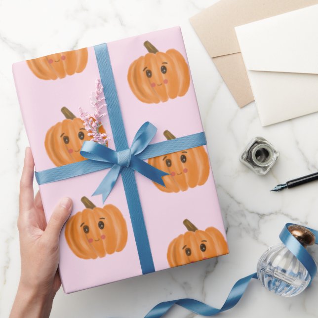 Niedlicher Wasserfarbenkürbis Geschenkpapier (Schenken)