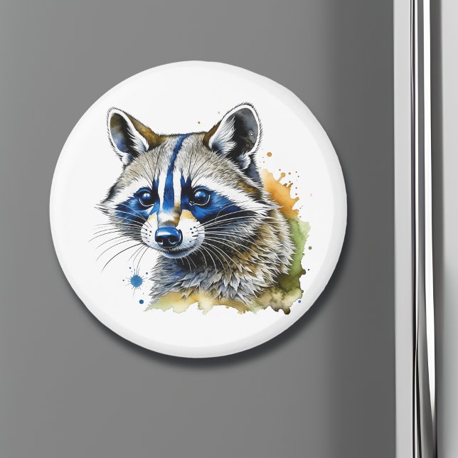 Niedlicher Wasserfarbenraccoon Runder Aufkleber (Von Creator hochgeladen)