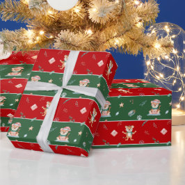 Niedlicher Wasserfarbiger Tiger in der Weihnachtsm Geschenkpapier