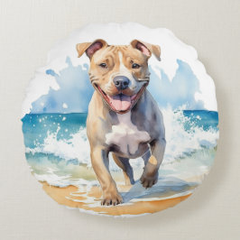 NIEDLICHER WASSERFARBPIT BULNING AM STRAND RUNDES KISSEN