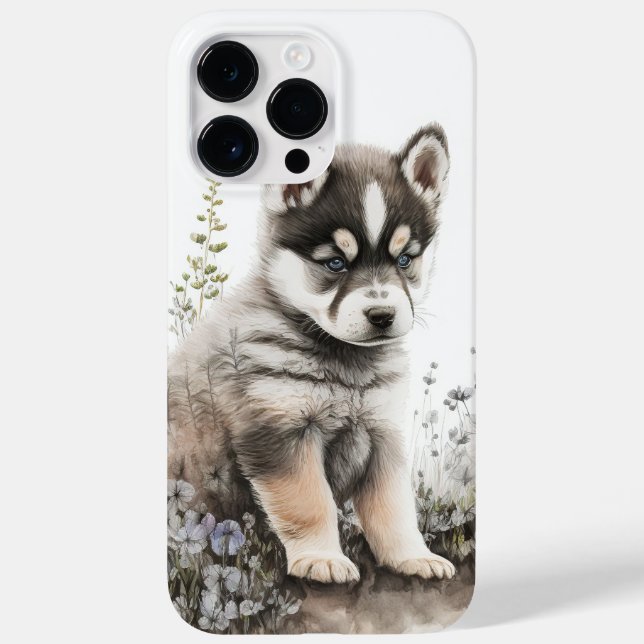 NIEDLICHER WATERCOLOR ALASKAN MALAMUTE PUPPENHUND Case-Mate iPhone HÜLLE (Rückseite)