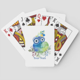 Niedlicher Watercolor Bird Blue Green Design Indiv Spielkarten